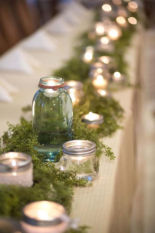 mason jars & ever green christmas table
